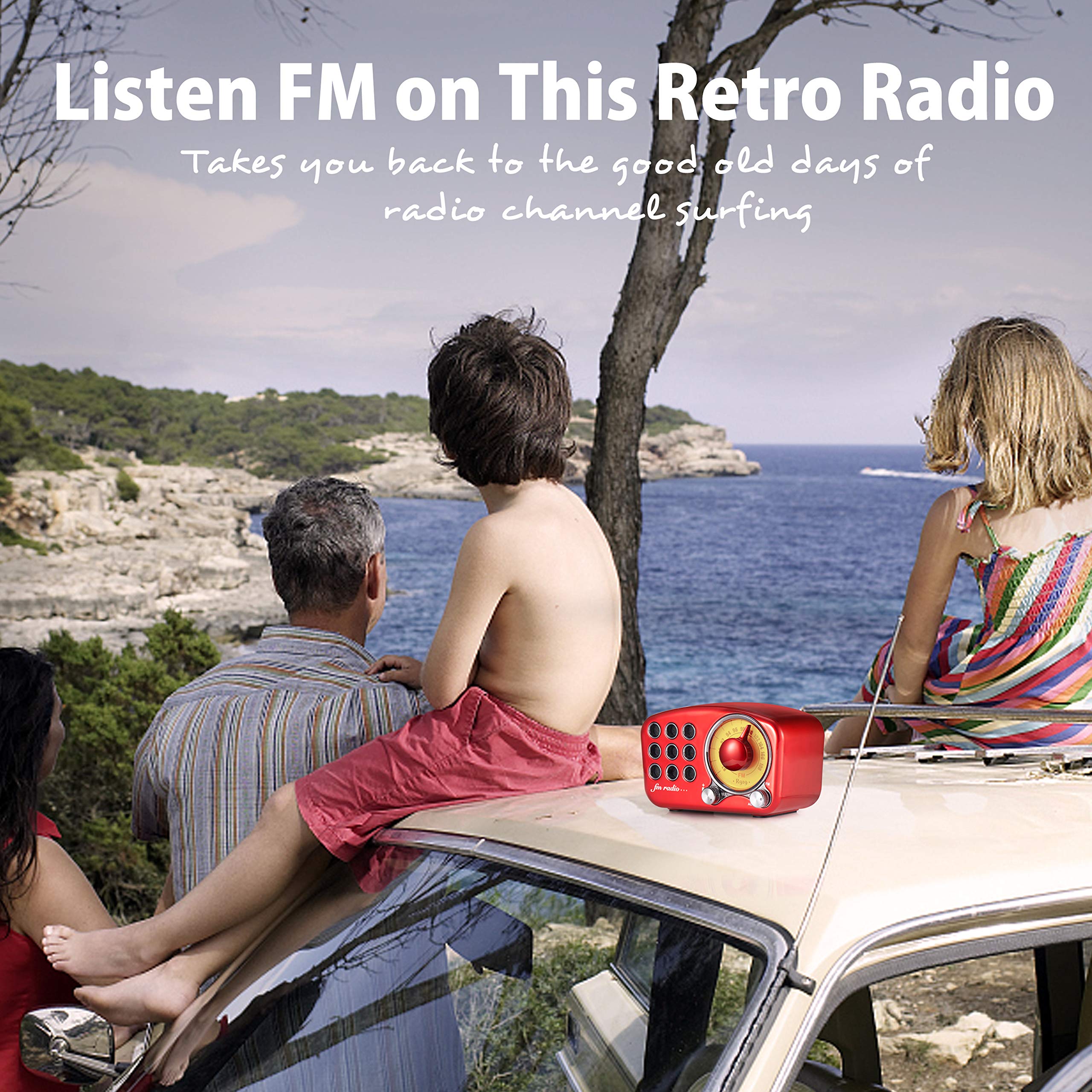 Foto 6 pulgar | Altavoz Bluetooth Greadio Retro Vintage Radio Fm Rojo - Venta Internacional.