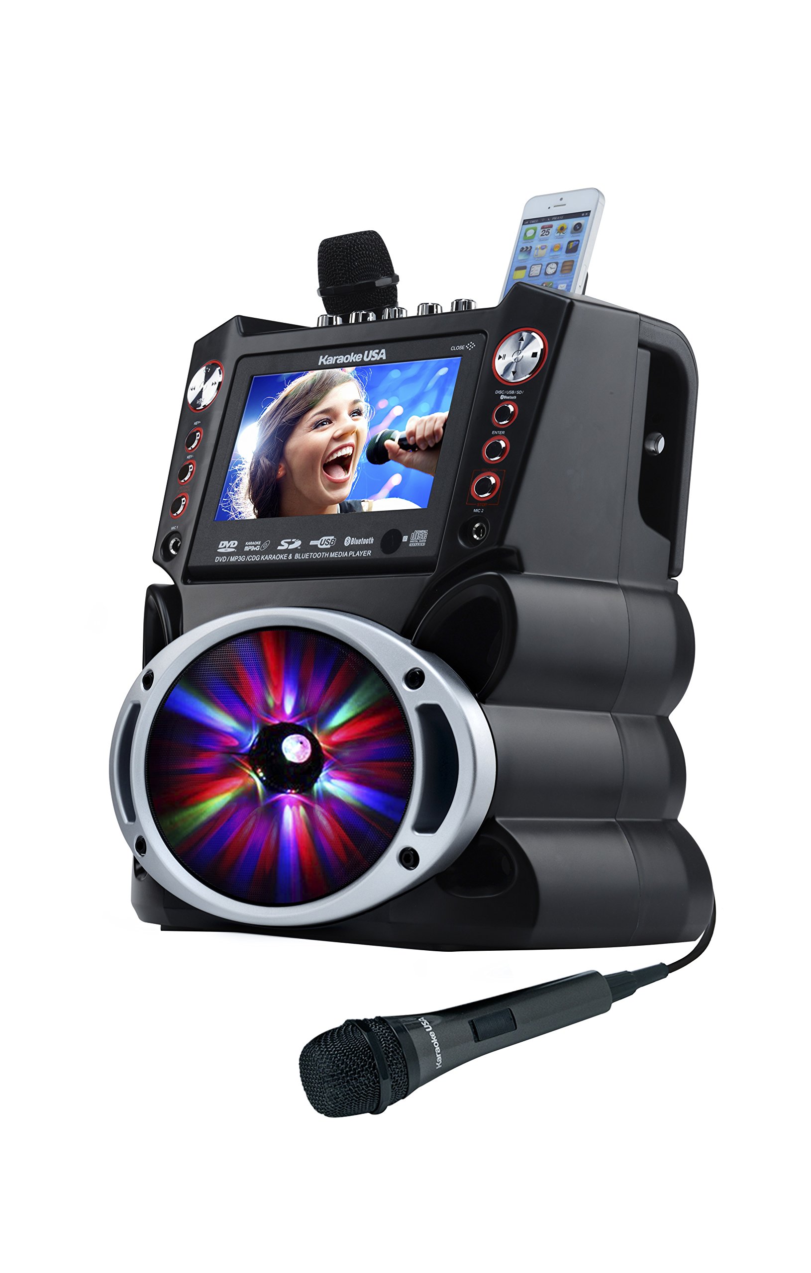 Foto 2 pulgar | Sistema De Karaoke Karaoke Usa Gf845 Con Pantalla De 7 Pulgadas Con 2 Micrófonos - Venta Internacional.