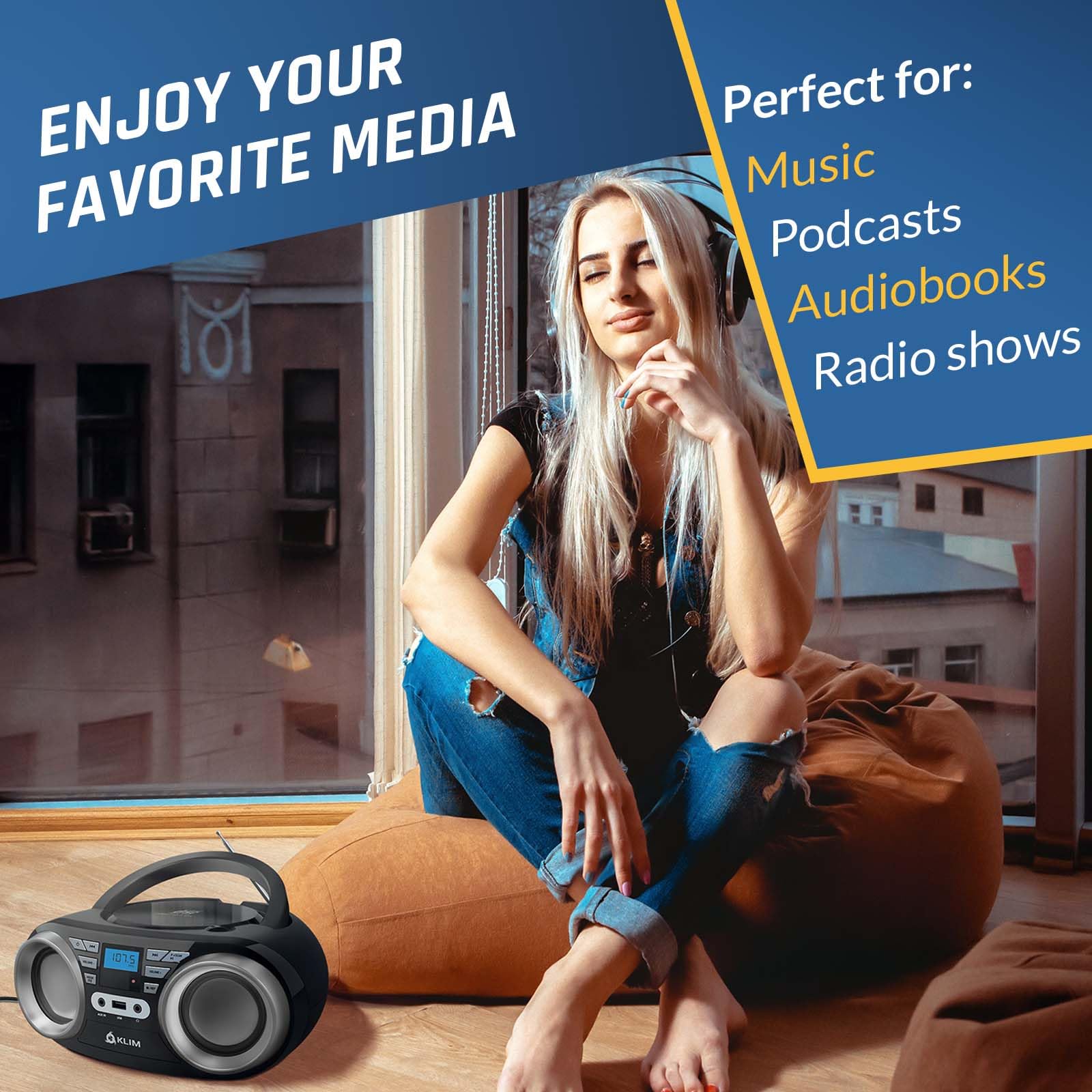 Foto 5 pulgar | Reproductor De Cd Portátil Boombox Klim B3 Con Radio Fm, Bluetooth - Venta Internacional.