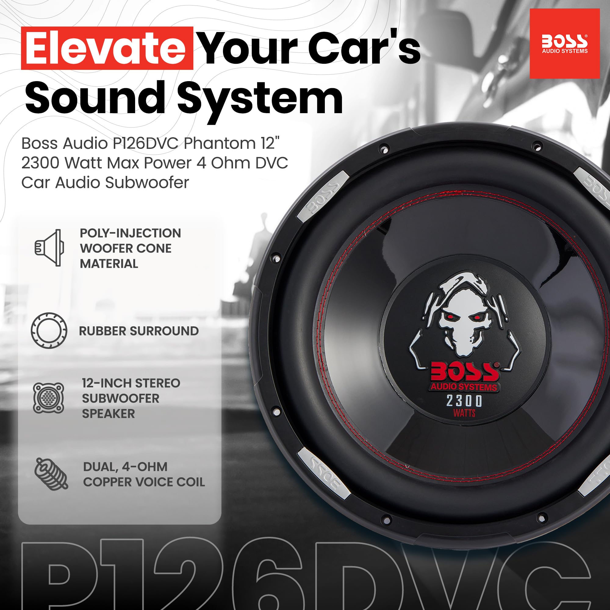 Foto 4 pulgar | Subwoofer Boss Audio Systems Phantom 12'' 2300w 4 Ohmios - Venta Internacional.