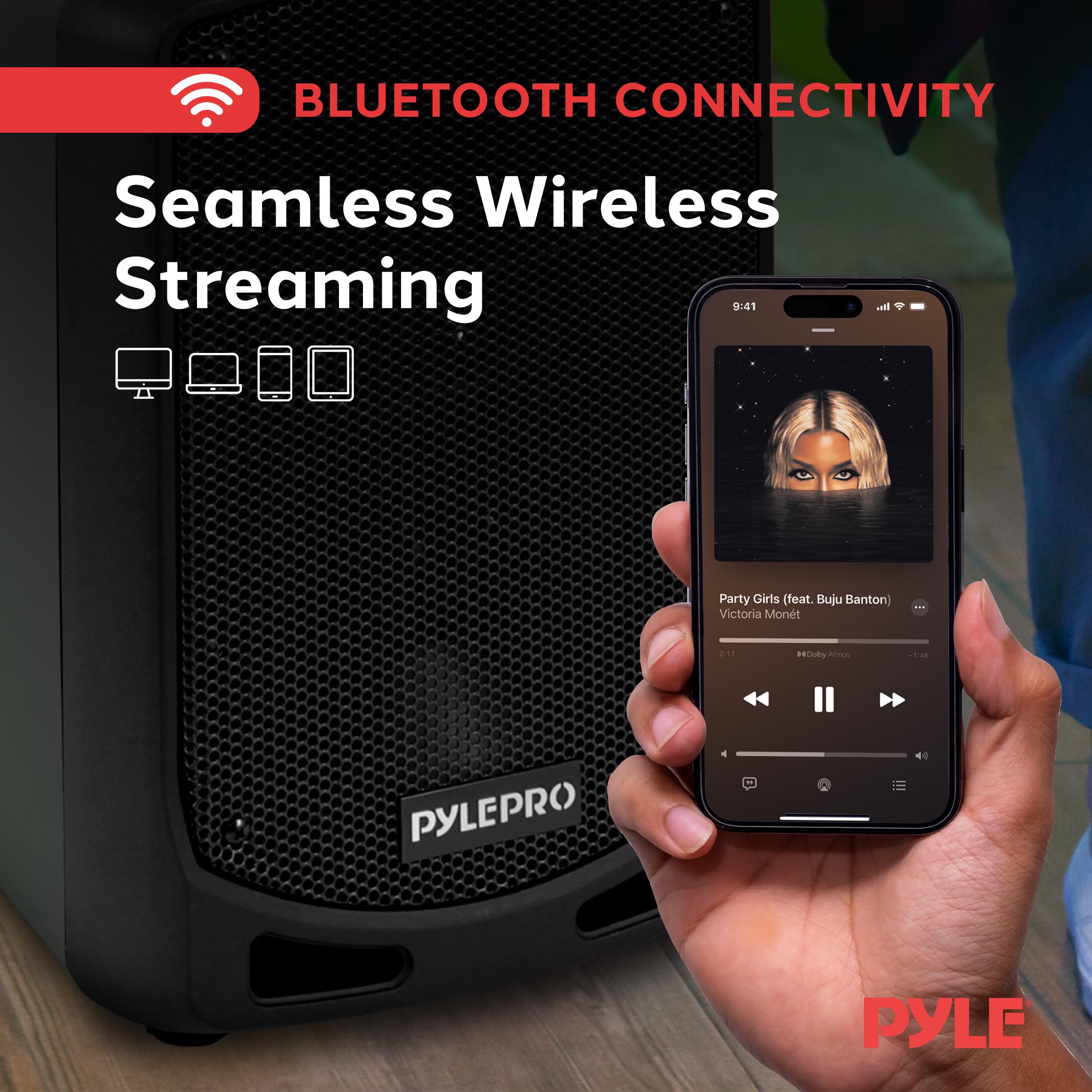 Foto 5 pulgar | Altavoz Pa Karaoke Pyle Psbt65a Bluetooth Con Micrófono Inalámbrico - Venta Internacional.