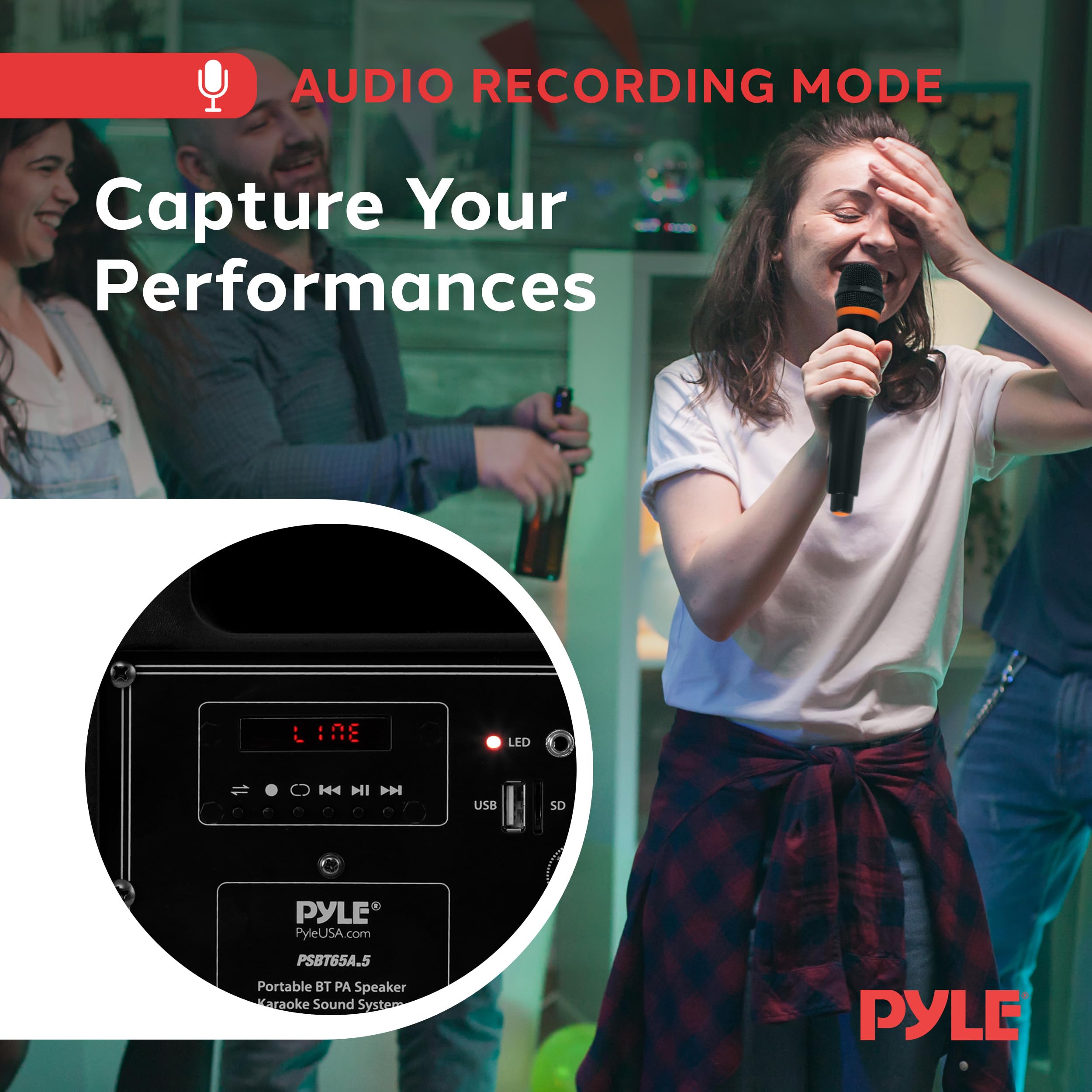 Foto 6 pulgar | Altavoz Pa Karaoke Pyle Psbt65a Bluetooth Con Micrófono Inalámbrico - Venta Internacional.