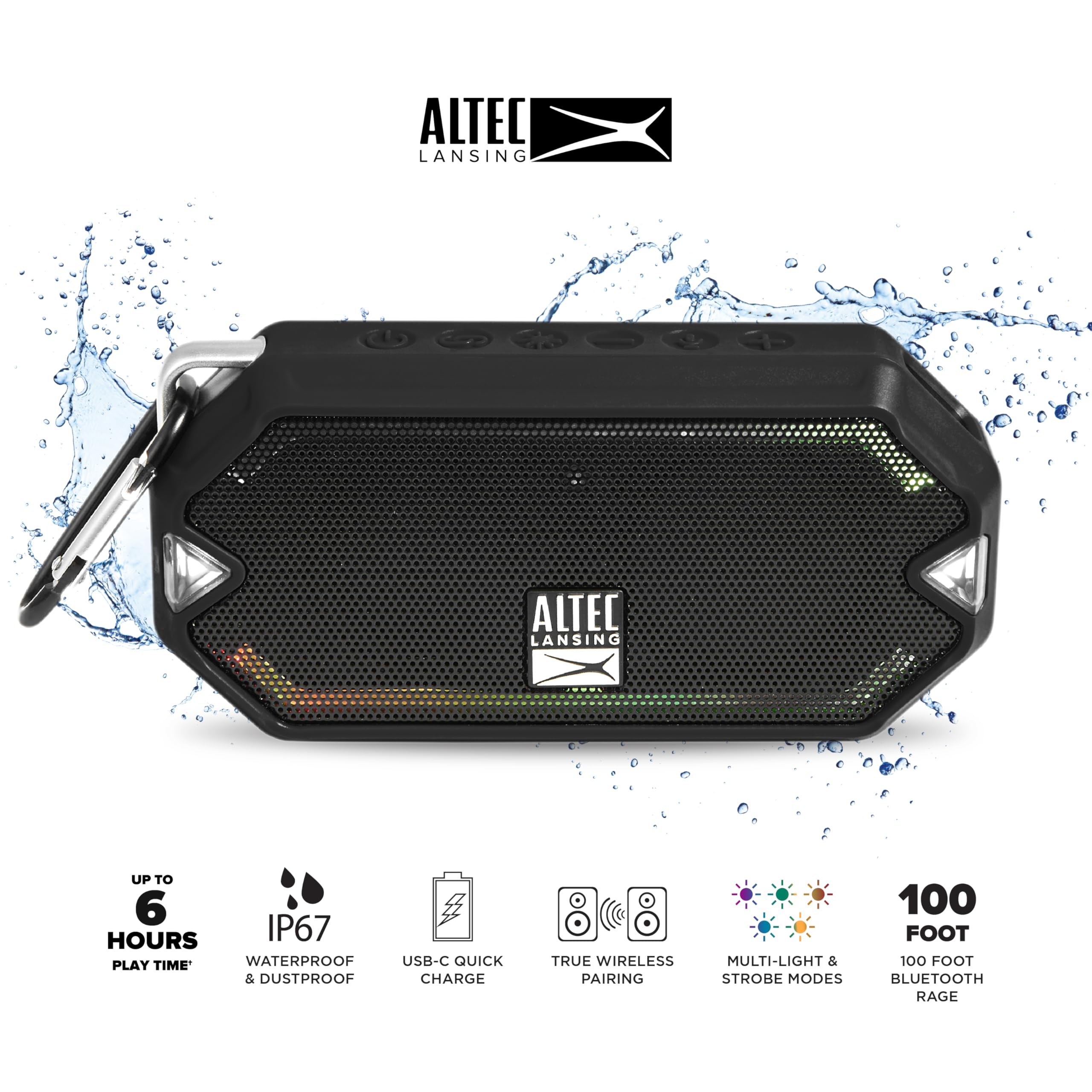 Foto 3 pulgar | Altavoz Bluetooth Inalámbrico Altec Lansing Hydramini Black - Venta Internacional.