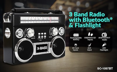 Foto 2 | Radio Portátil Supersonic Sc-1097bt De 3 Bandas Con Bluetooth - Venta Internacional.