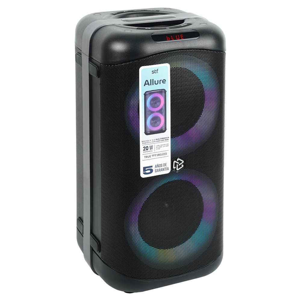 Foto 3 pulgar | Bocina Inalámbrica Portátil  Stf Allure 5''x2 Con Luz Led Rgb Color Negro