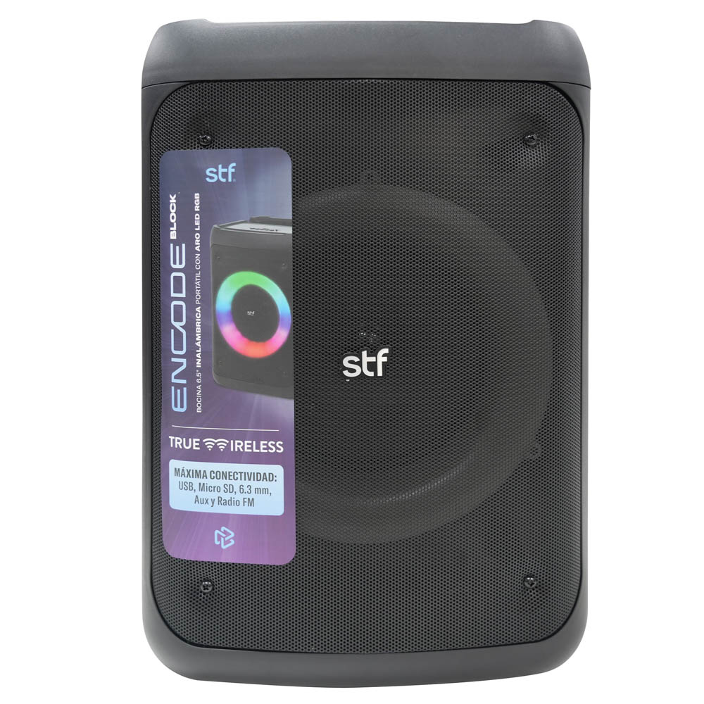 Foto 2 pulgar | Bocina Inalámbrica Portátil Stf  Encode Block 6.5'' Con Aro Led Rgb