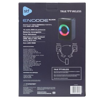 Foto 8 | Bocina Inalámbrica Portátil Stf Encode Block 6.5'' Con Aro Led Rgb