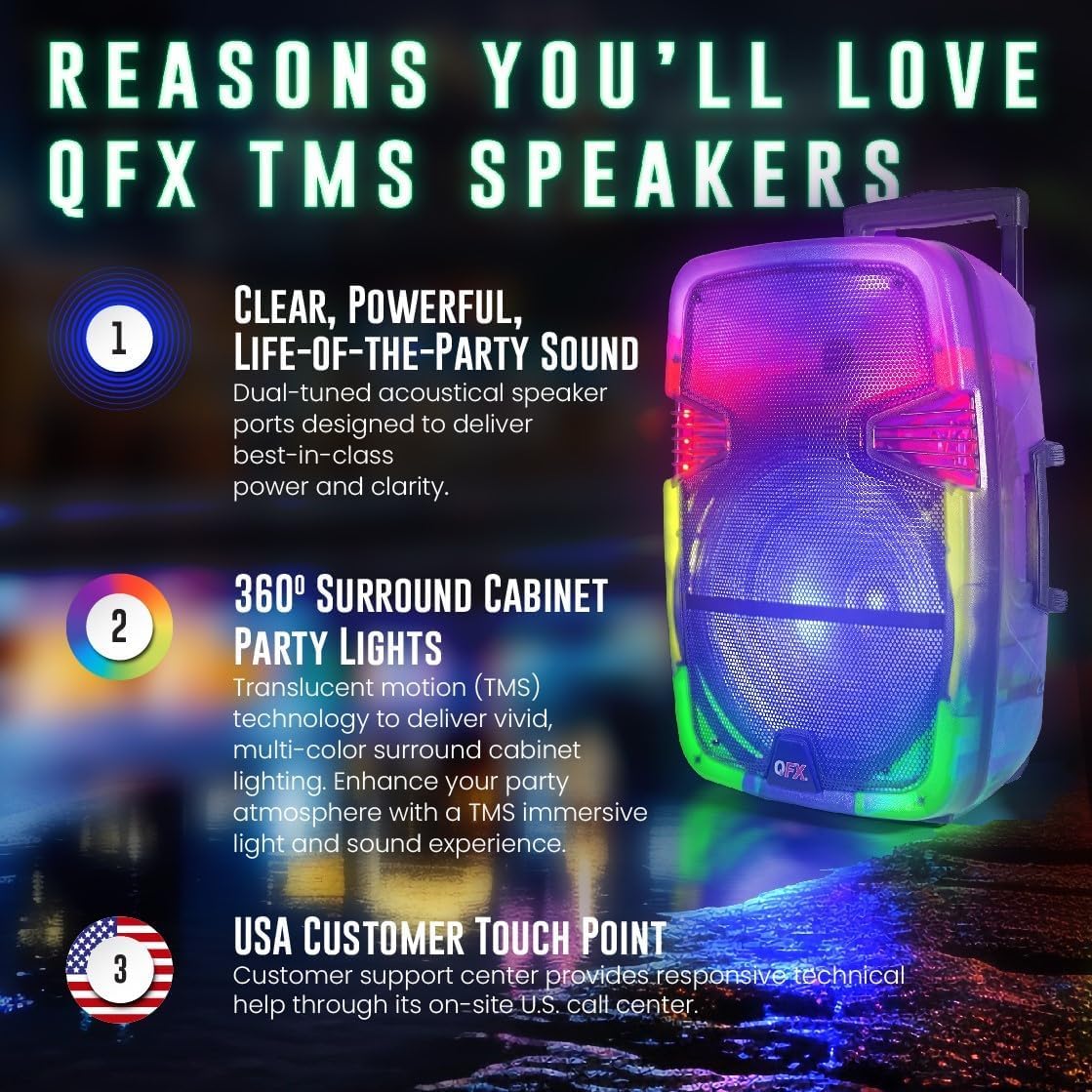 Foto 2 | Altavoz Portátil Recargable Bluetooth Pa Karaoke Qfx Tms-853 - Venta Internacional.