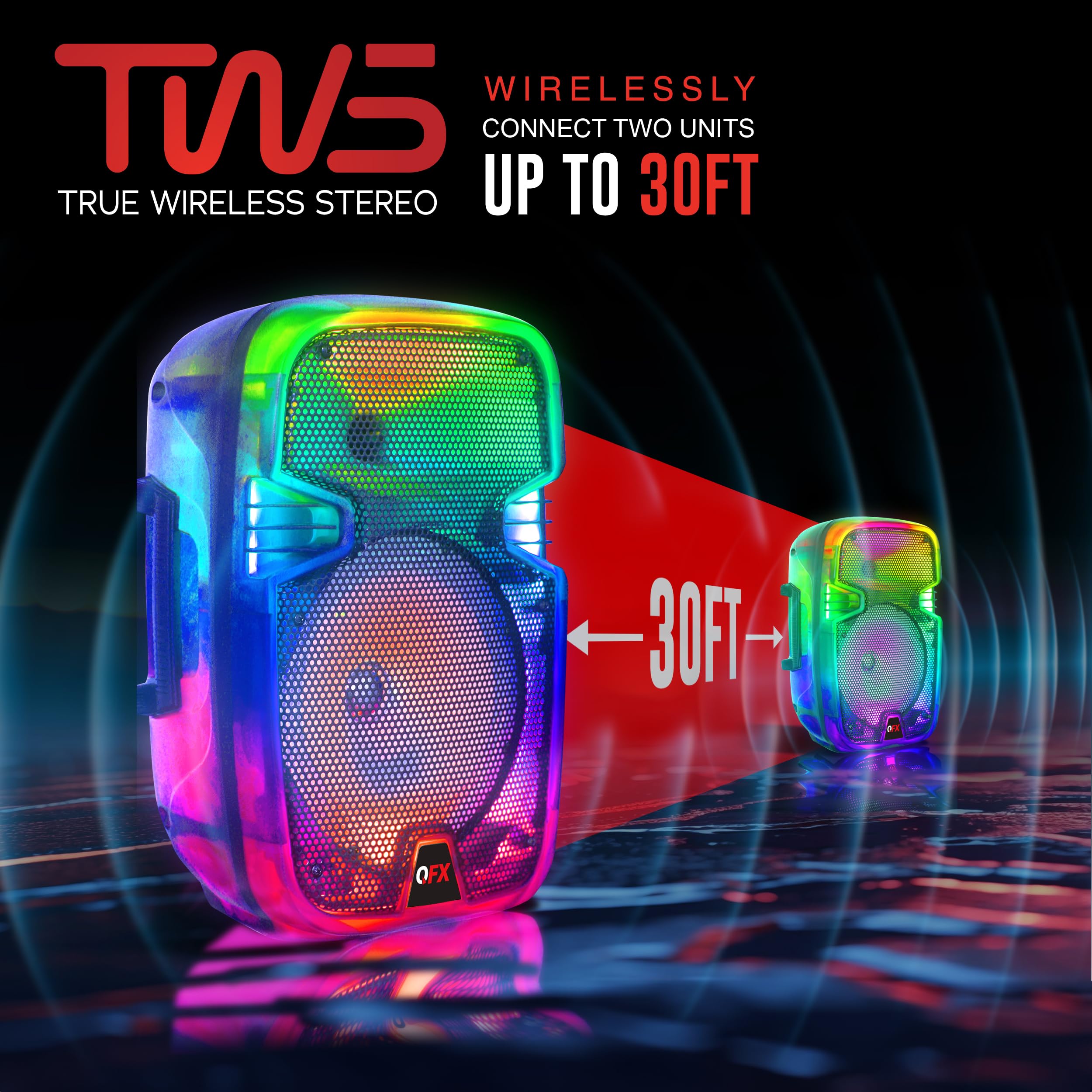 Foto 7 | Altavoz Portátil Recargable Bluetooth Pa Karaoke Qfx Tms-853 - Venta Internacional.