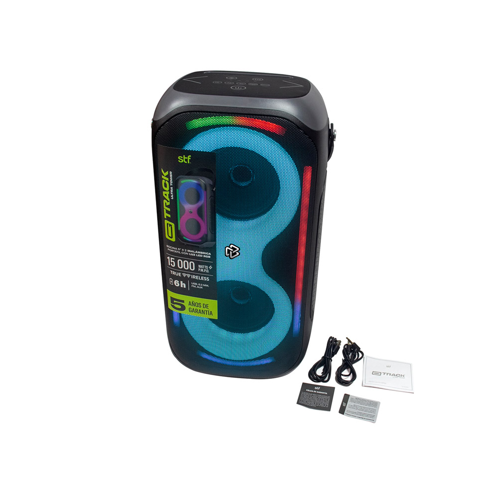 Foto 5 pulgar | Bocina Inalámbrica Stf  G Track Ultra Tower Portátil 5''x2 Con Luz Led Rgb