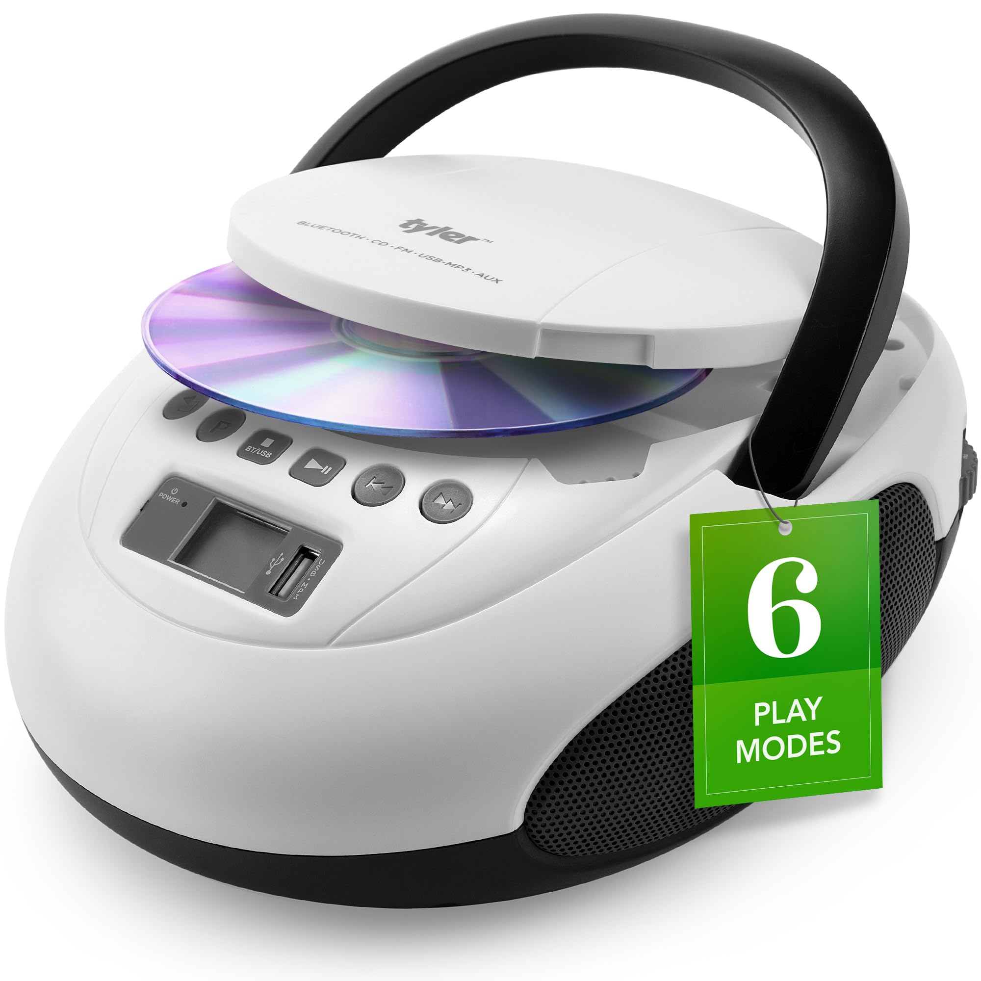 Reproductor De Cd Boombox Tyler Tau107 Con Radio Fm, Bluetooth Y Usb - Venta Internacional.