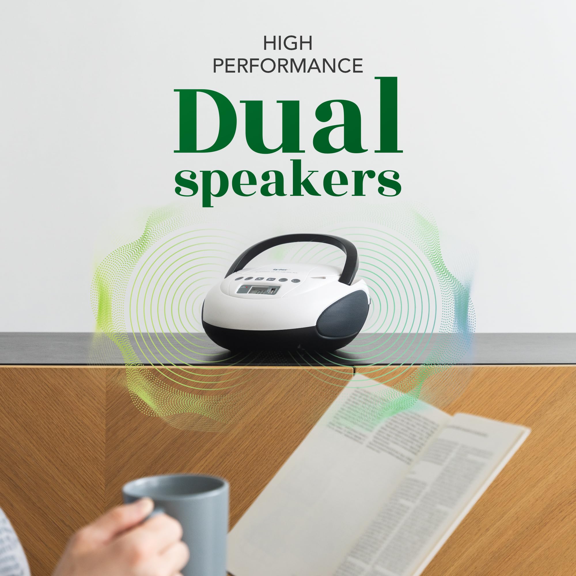Foto 4 pulgar | Reproductor De Cd Boombox Tyler Tau107 Con Radio Fm, Bluetooth Y Usb - Venta Internacional.