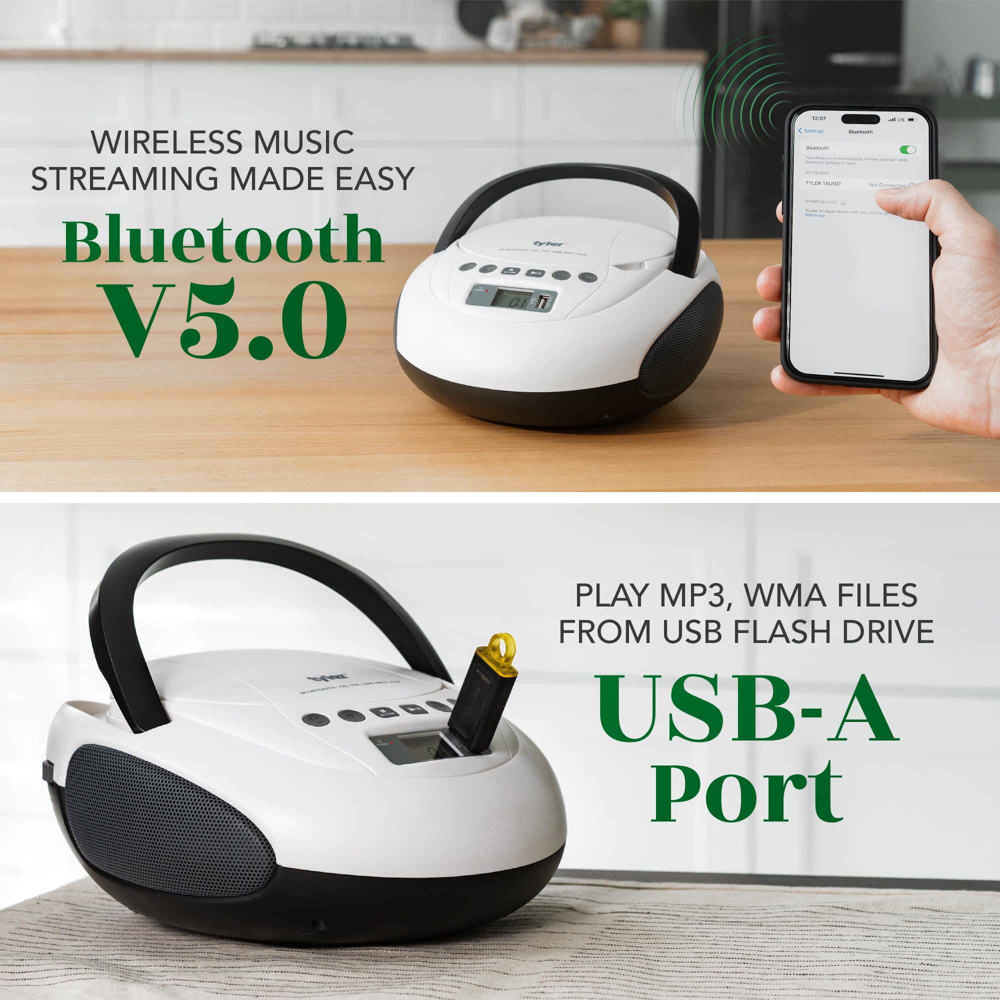 Foto 6 pulgar | Reproductor De Cd Boombox Tyler Tau107 Con Radio Fm, Bluetooth Y Usb - Venta Internacional.
