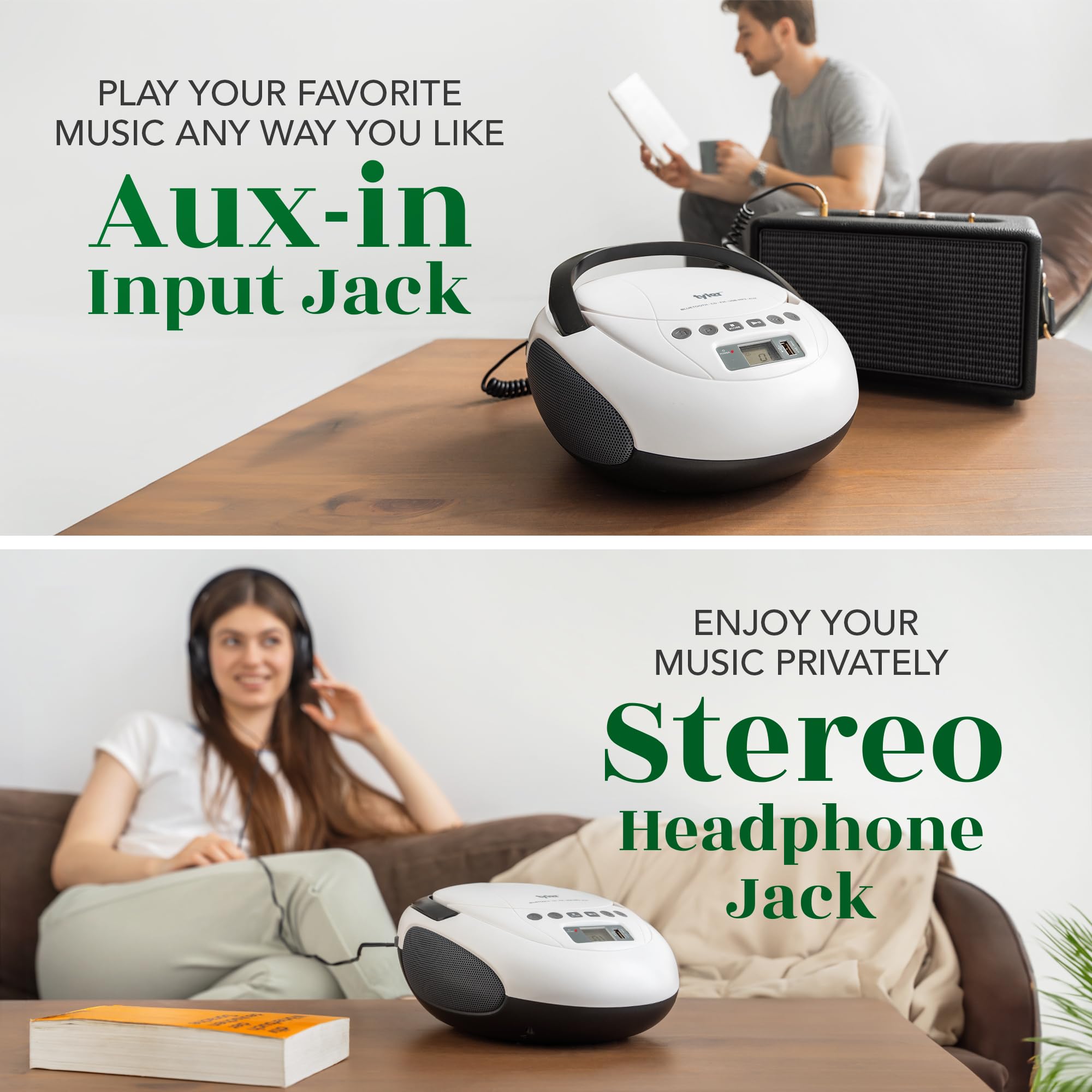 Foto 7 pulgar | Reproductor De Cd Boombox Tyler Tau107 Con Radio Fm, Bluetooth Y Usb - Venta Internacional.