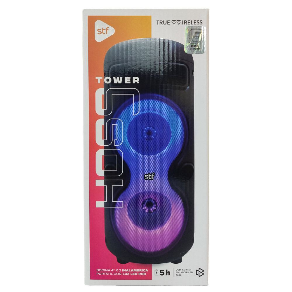 Foto 9 pulgar | Bocina Inalámbrica Stf Hoss Tower 4''x2 Con Luz Led Rgb