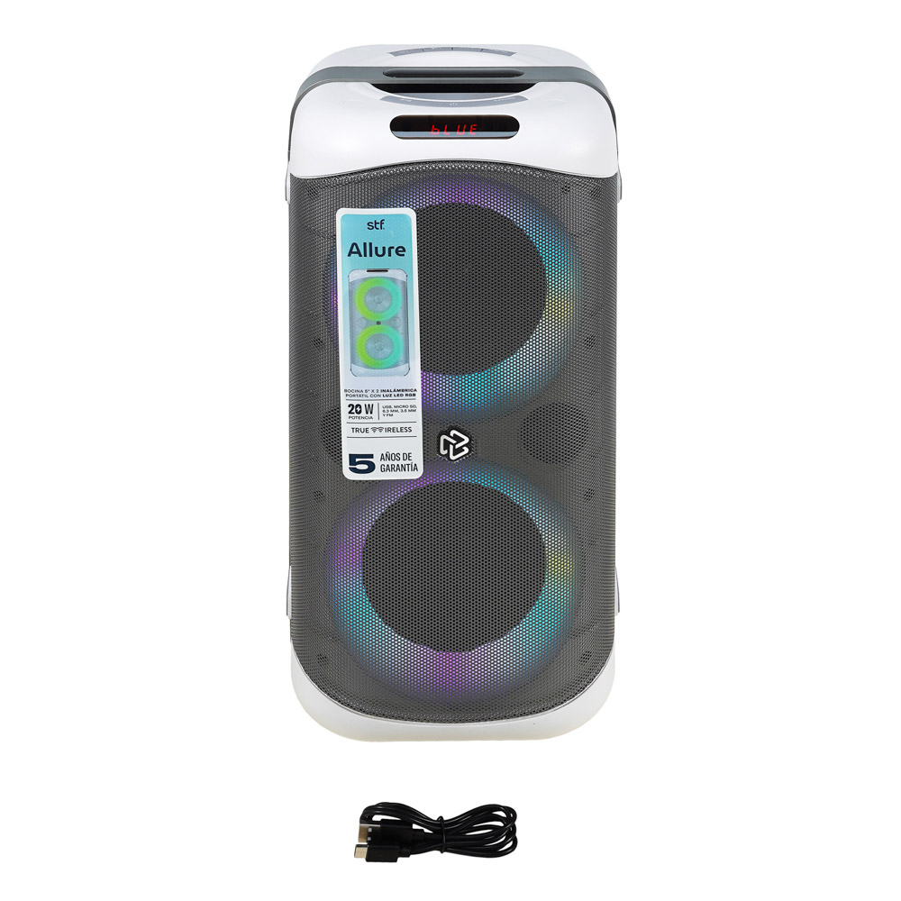 Foto 3 pulgar | Bocina Inalámbrica Portátil Stf Allure 5''x2 Con Luz Led Rgb  Blanca