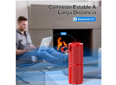 Foto 2 | Xtellar Bocina Bluetooth 5.1, Portátil, Inalámbrica, Sonido Estéreo Hd, 2400mah, Con Manos Libres, Rojo Estilizado