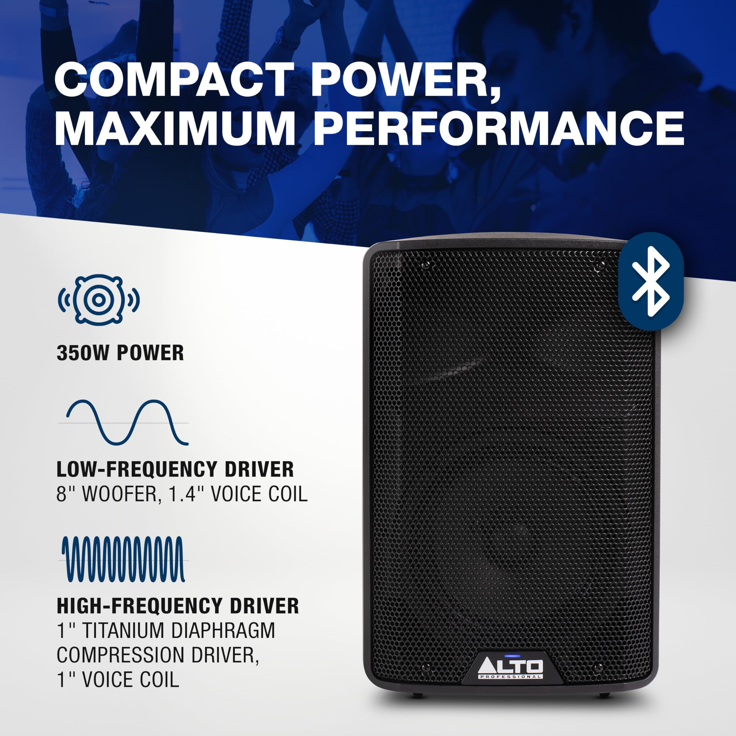 Foto 2 | Altavoz Pa Con Alimentación Alto Tx408 350w 8 Con Mezclador Bluetooth - Venta Internacional.