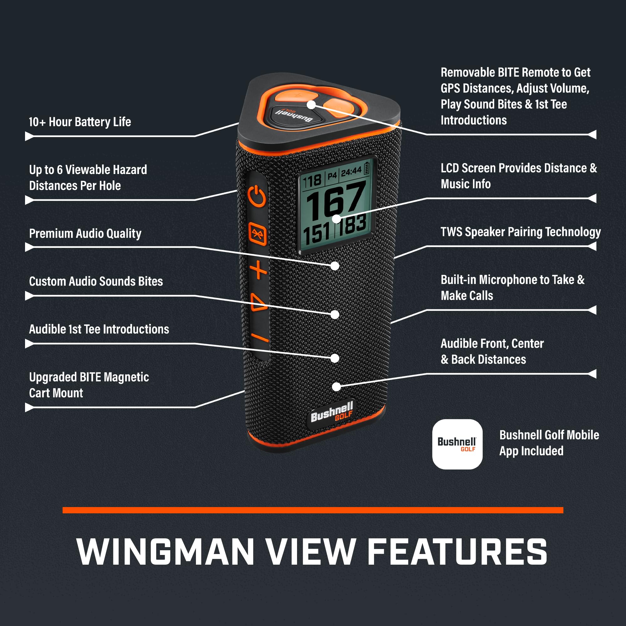 Foto 5 pulgar | Altavoz De Golf Bushnell Wingman View Con Distancias Gps - Venta Internacional.