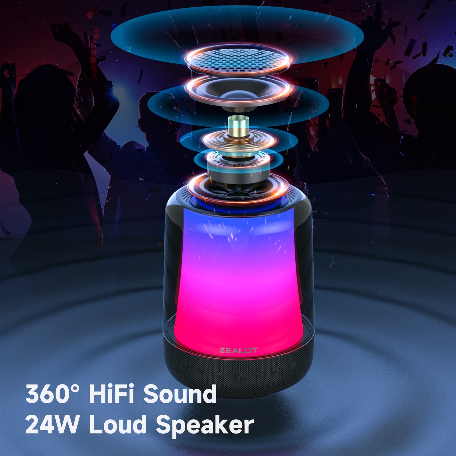 Foto 3 pulgar | Altavoz Bluetooth Portátil Zealot Con Luces Estéreo Hd De 30 W - Venta Internacional.