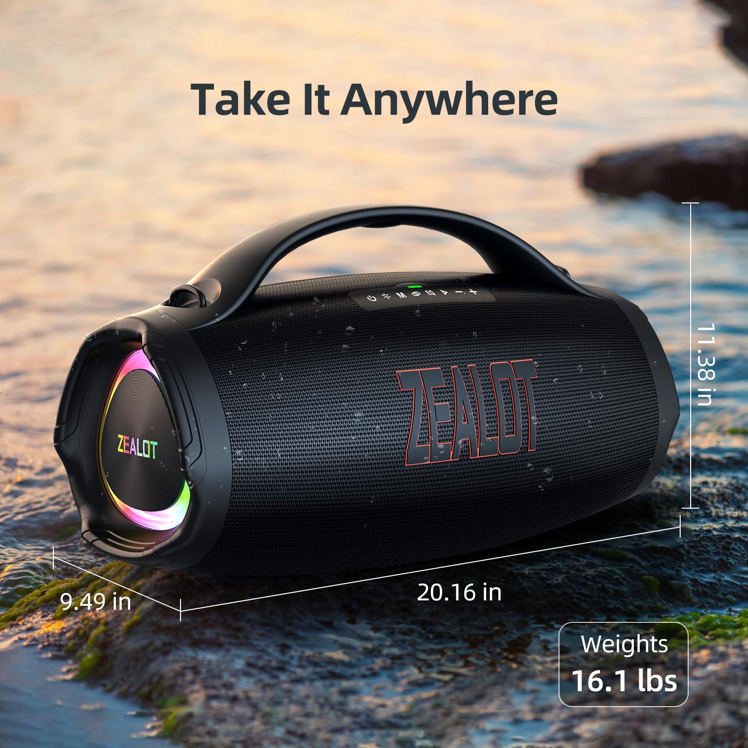 Foto 4 pulgar | Altavoz Bluetooth Zealot 2025 160 W Rms 36000 Mah Ipx6 Resistente Al Agua - Venta Internacional.