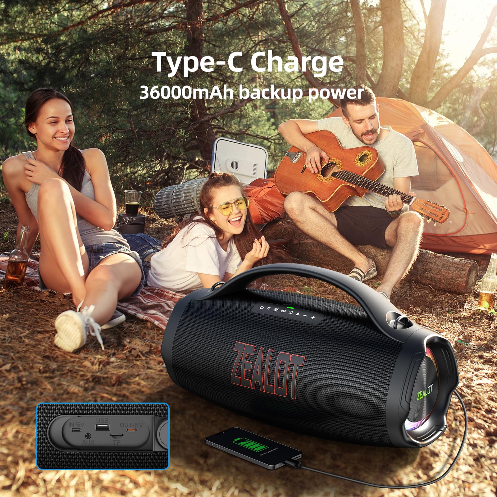 Foto 4 | Altavoz Bluetooth Zealot 2025 160 W Rms 36000 Mah Ipx6 Resistente Al Agua - Venta Internacional.