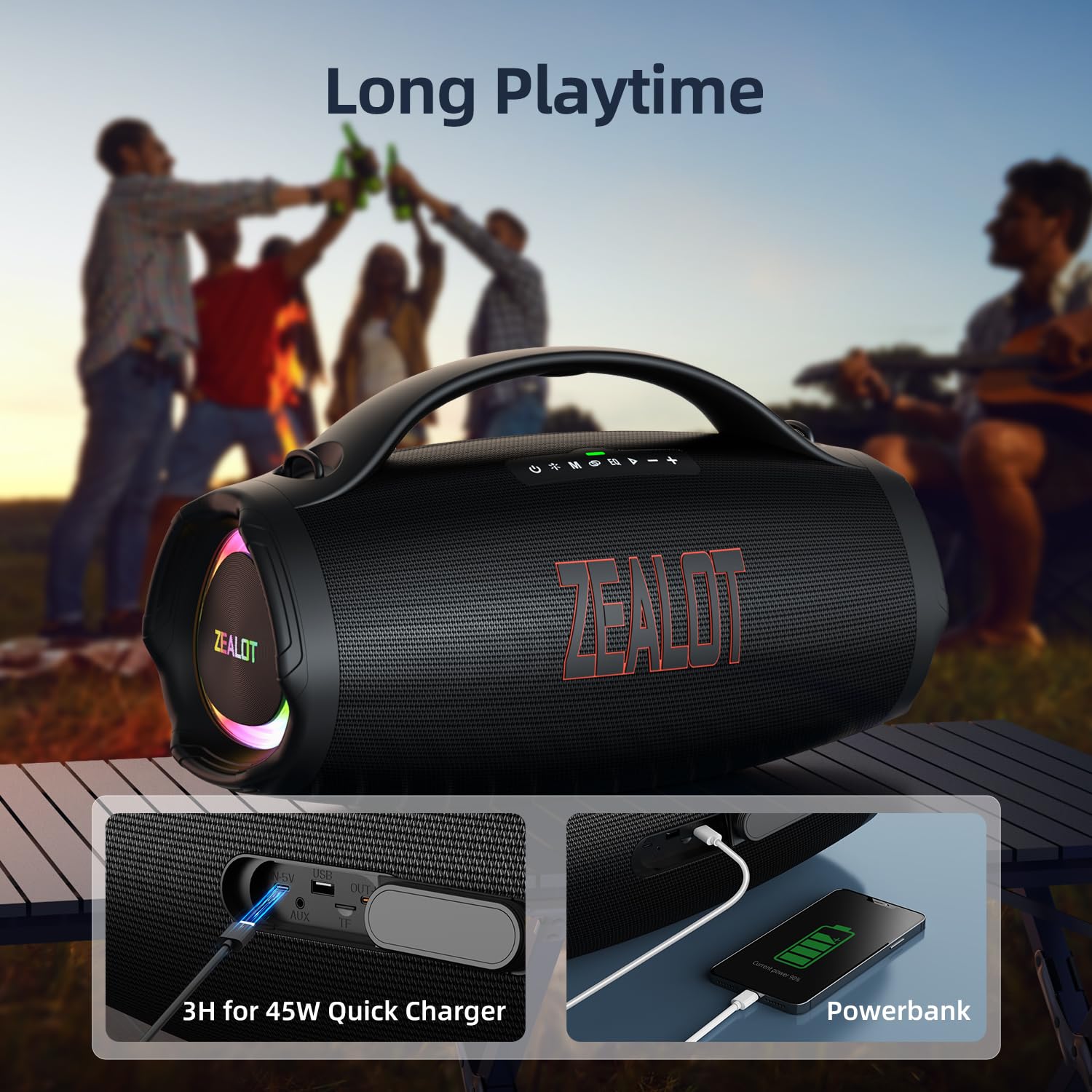 Foto 7 | Altavoz Bluetooth Zealot 2025 160 W Rms 36000 Mah Ipx6 Resistente Al Agua - Venta Internacional.