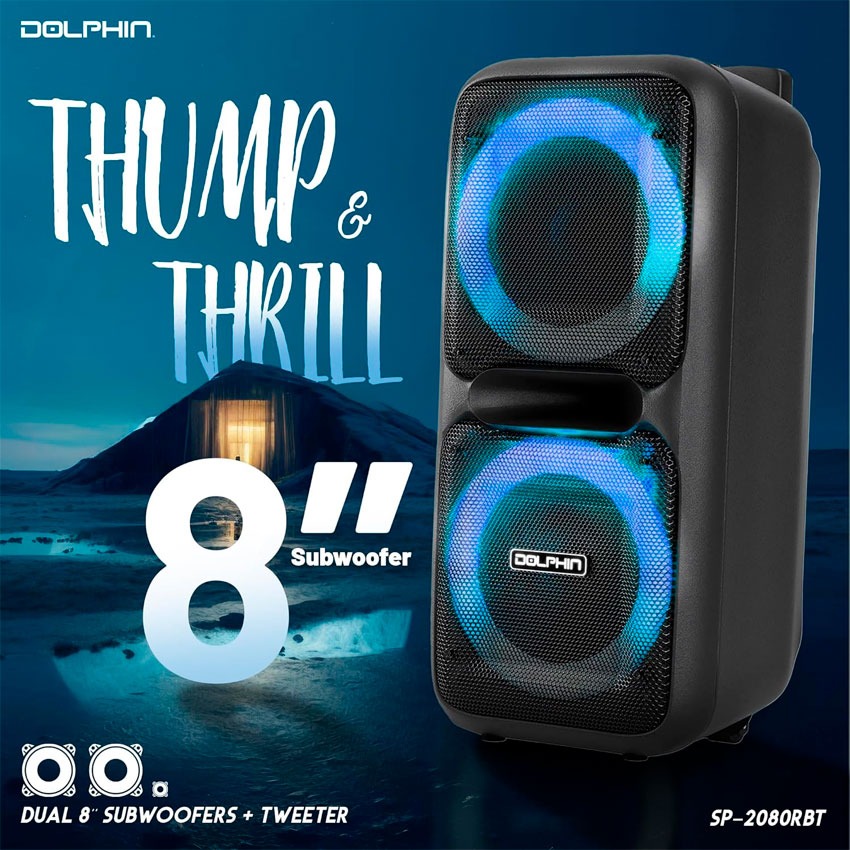 Foto 4 pulgar | Bafle Dolphin 2x8'' Recargable