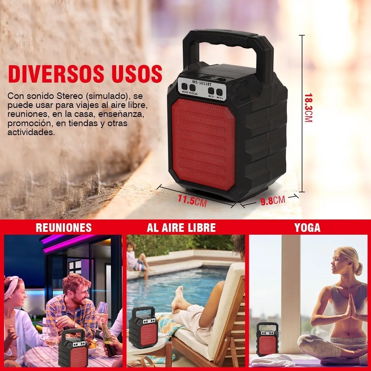 Foto 4 pulgar | Bocina Bluetooth con FM/USB y Luz Led