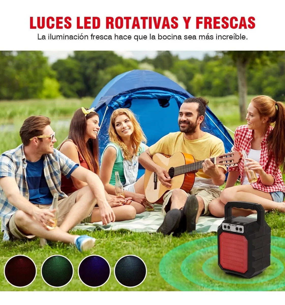 Foto 6 pulgar | Bocina Bluetooth con FM/USB y Luz Led