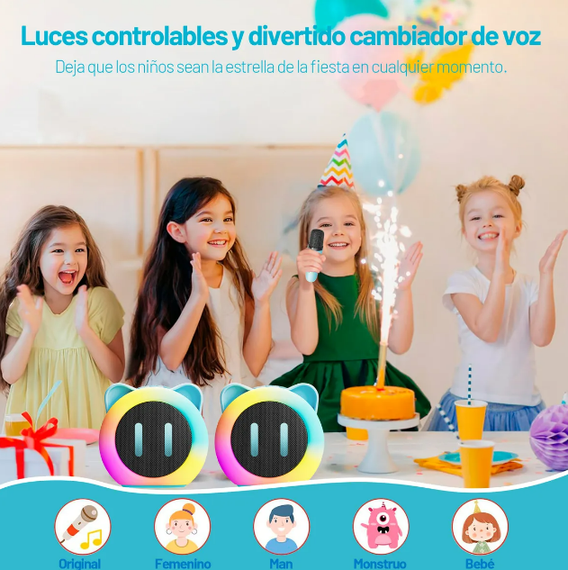 Foto 4 pulgar | Xtellar Altavoz Karaoke Bluetooth Portátil Premium Con Dos Micrófonos Y Efectos De Voz