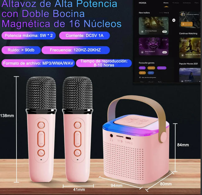 Foto 4 pulgar | Xtellar Bocinas Bluetooth Profesionales Con Micrófonos Y Luces Led Para Estelar Karaoke
