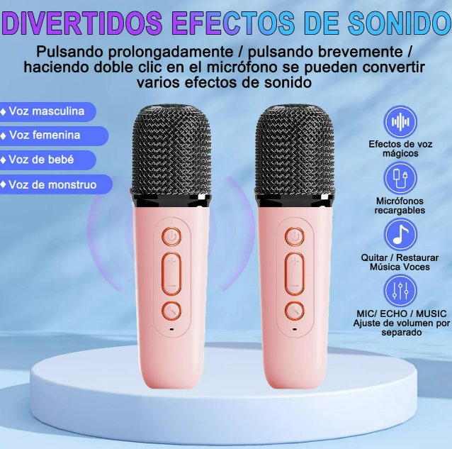 Foto 5 pulgar | Xtellar Bocinas Bluetooth Profesionales Con Micrófonos Y Luces Led Para Estelar Karaoke