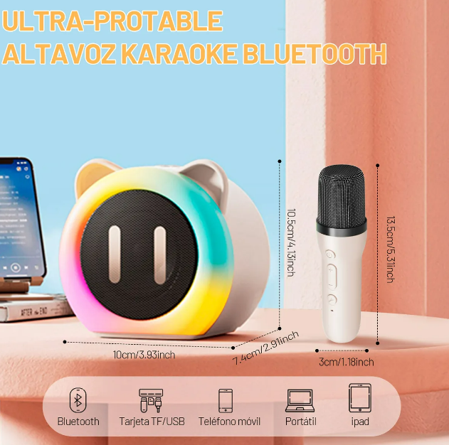 Foto 4 pulgar | Xtellar Altavoz Karaoke Bluetooth Portátil Premium Con Dos Micrófonos Y Efectos De Voz