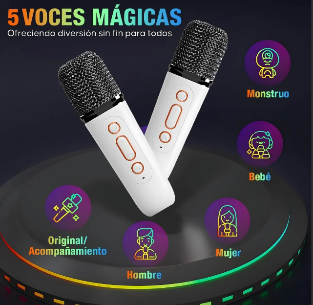 Foto 3 pulgar | Xtellar Bocinas Bluetooth Profesionales Con Micrófonos Y Luces Led Para Estelar Karaoke