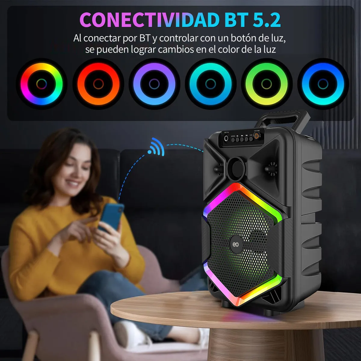 Foto 4 pulgar | Bocina Amplificada 8 Pulgadas Con Microfono Inalambrico Eo Safe Imports Esi-20188 Negro