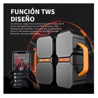 Foto 3 | Bocina Portátil Bluetooth 60w Eo Safe Imports Esi-20189 Negro