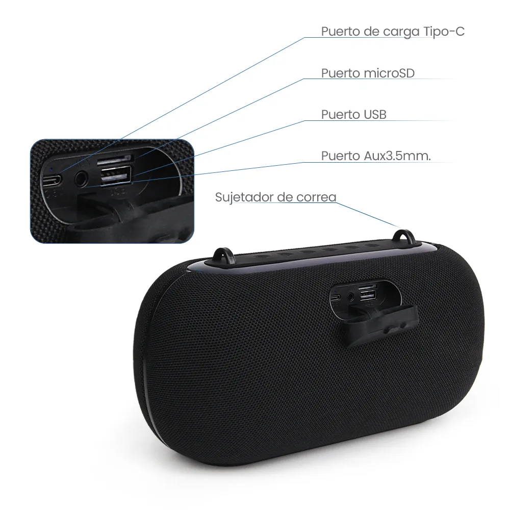 Foto 7 pulgar | Bocina Fol Inalámbrica Bluetooth Tws Portátil Recargable 30w Negro Fs-r317