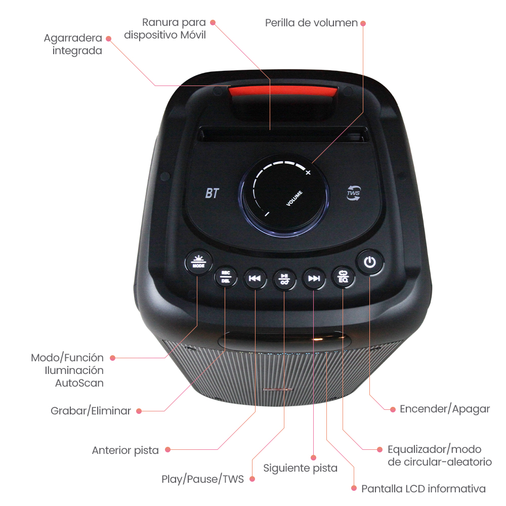Foto 6 pulgar | Bocina Fol Inalámbrica Bluetooth Tws Portátil Recargable 60w Negro Fs-l299