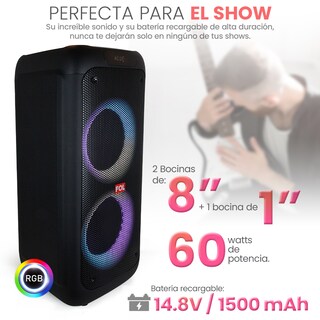 Foto 7 | Bocina Fol Inalámbrica Bluetooth Tws Portátil Recargable 60w Negro Fs-l299
