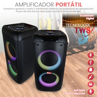 Foto 8 | Bocina Fol Inalámbrica Bluetooth Tws Portátil Recargable 60w Negro Fs-l299