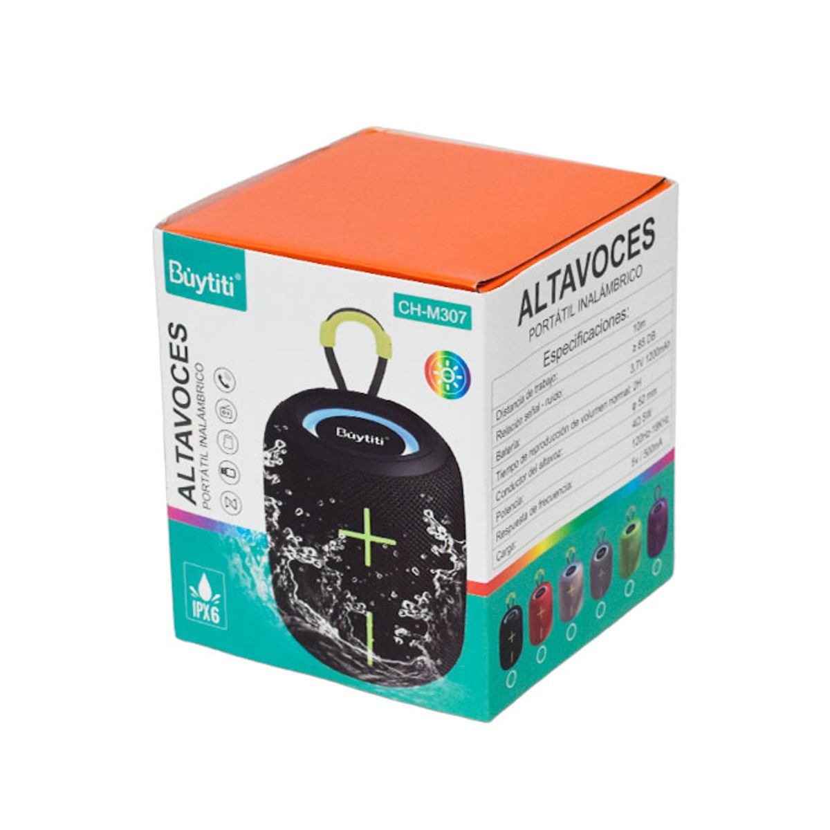 Foto 4 | Bocina Bluetooth Portátil Antisalpicaduras Con Luz Led