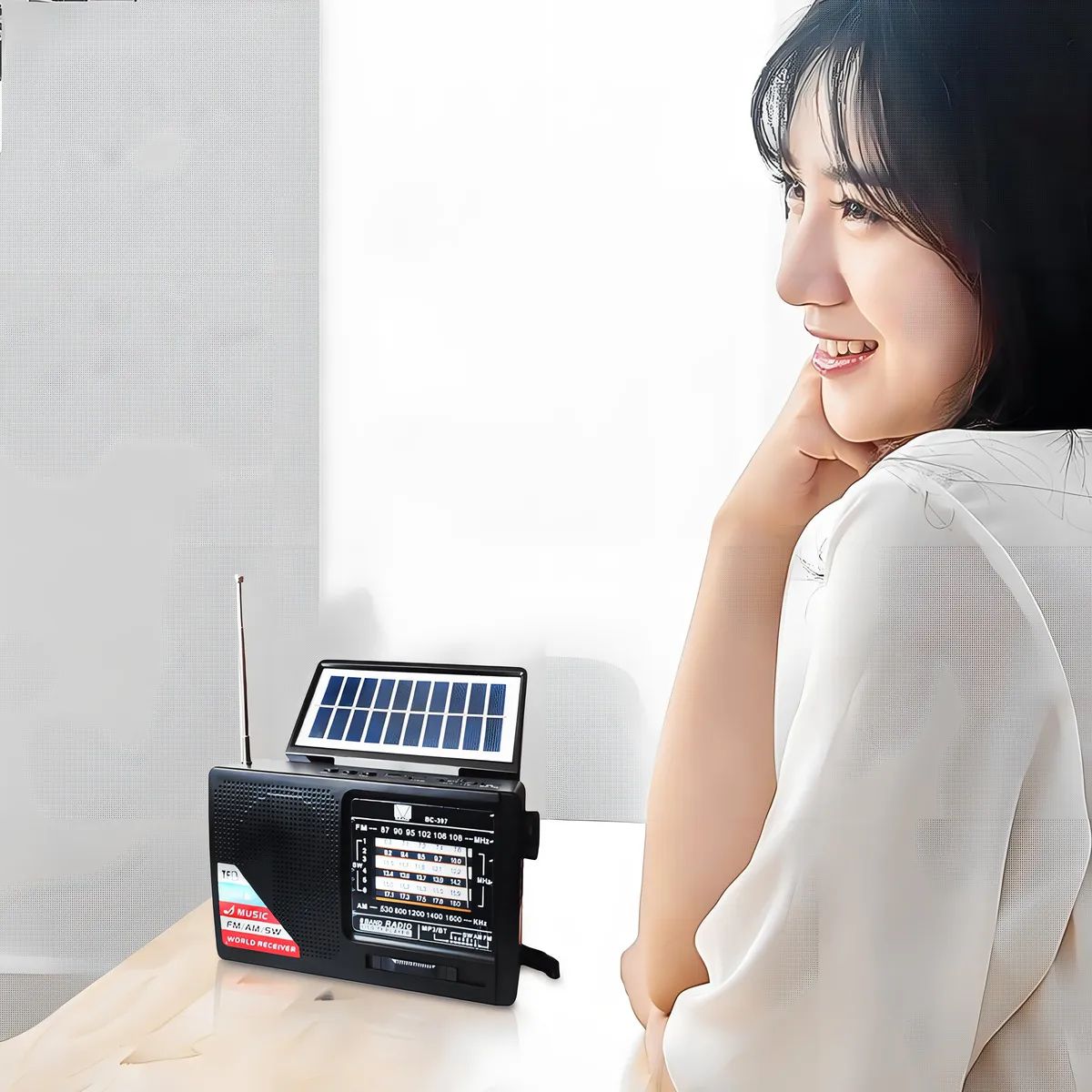 Foto 3 pulgar | Bocina Bluetooth Con Panel Solar Radio Fm Am  Usb  Microsd Y Lampara Camping