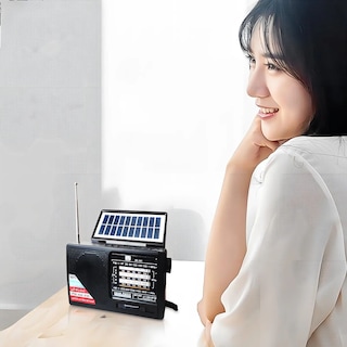Foto 2 | Bocina Bluetooth Con Panel Solar Radio Fm Am Usb Microsd Y Lampara Camping