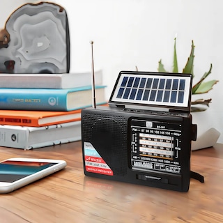 Foto 3 | Bocina Bluetooth Con Panel Solar Radio Fm Am Usb Microsd Y Lampara Camping