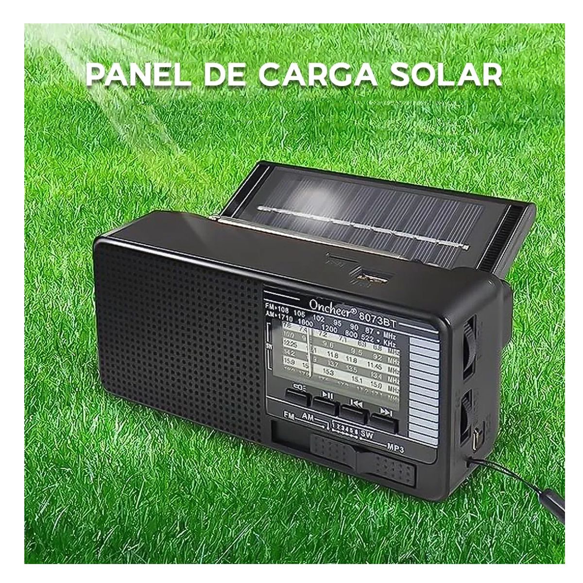 Foto 7 pulgar | Bocina Bluetooth Con Panel Solar Radio Fm Am  Usb  Microsd Y Lampara Camping