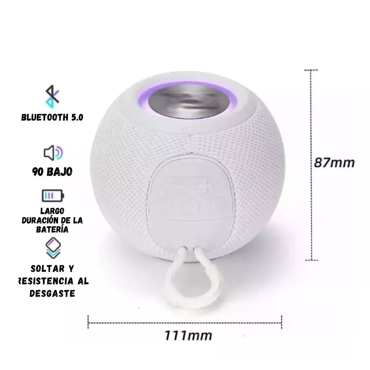 Foto 6 pulgar | Bocina Bluetooth Portátil Anti Salpicaduras Tipo Pod Con Luz