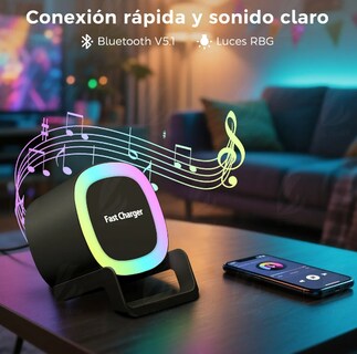Foto 2 | Xtellar Altavoz Bluetooth Premium 6 En 1: Cargador Inalámbrico Altavoz 5.1 Y Asistente De Sueño