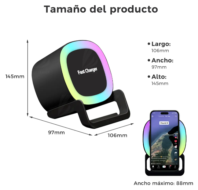 Foto 5 pulgar | Xtellar Altavoz Bluetooth Premium 6 En 1: Cargador Inalámbrico  Altavoz 5.1 Y Asistente De Sueño