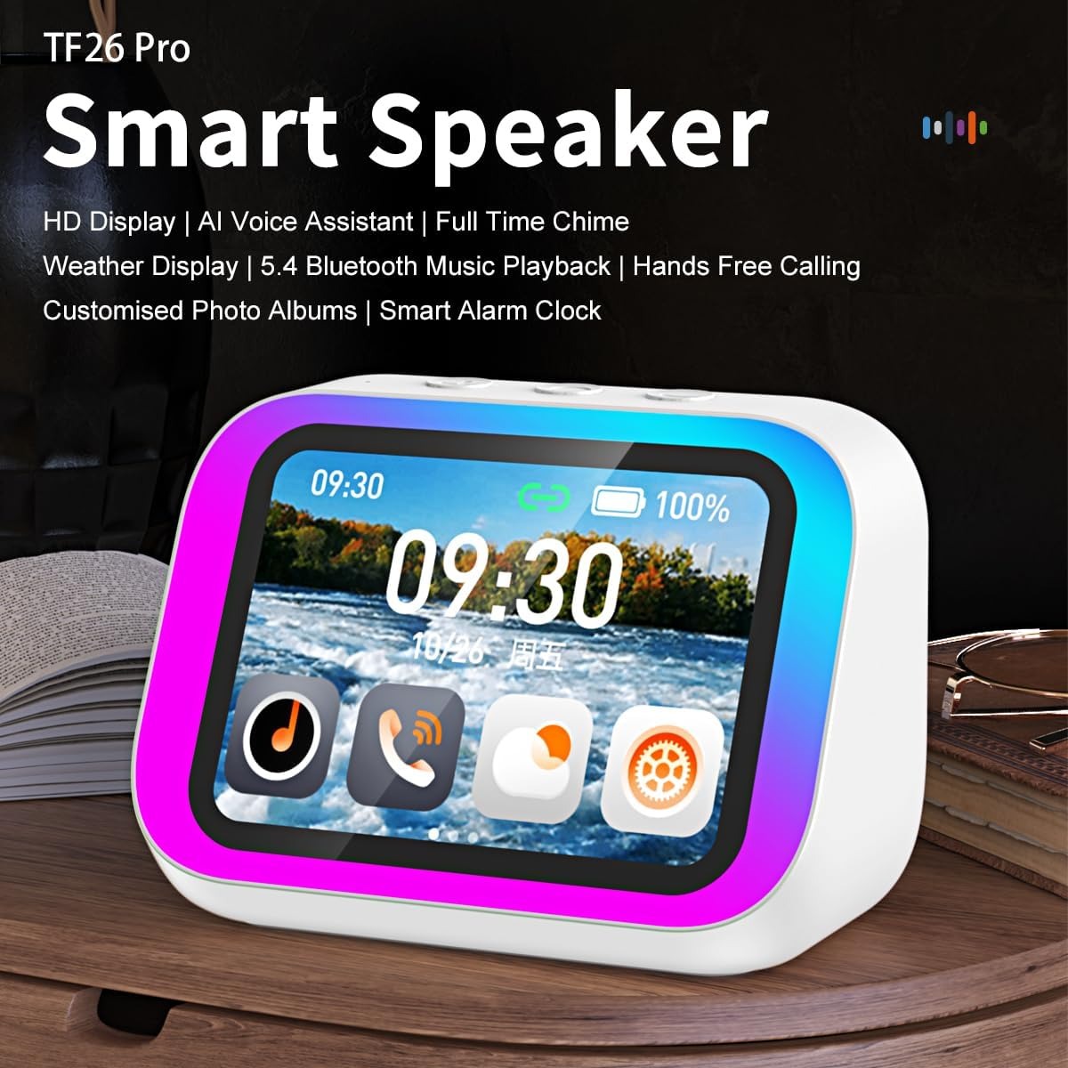 Foto 6 pulgar | Bocina Recargable Portátil Con Reloj Despertador Con Pantalla Led y luz led